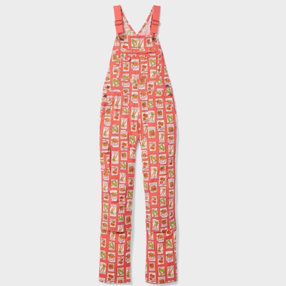 NWT Duluth Medium x31L Heirloom Gardening Bib Overalls Coral Seed Packets Farm - Picture 8 of 9